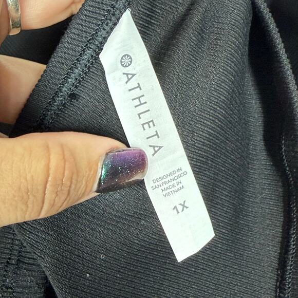 NEW Athleta Powervita Rib Twist Tank Top Plus 1X Black Yoga Workout Athletic - Picture 7 of 10